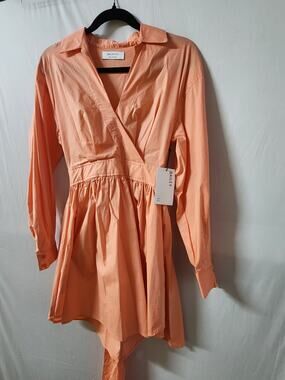 Bailey 44 Chanel Wrap Dress XS Coral Peach Long Sleeve Collared NWT $298